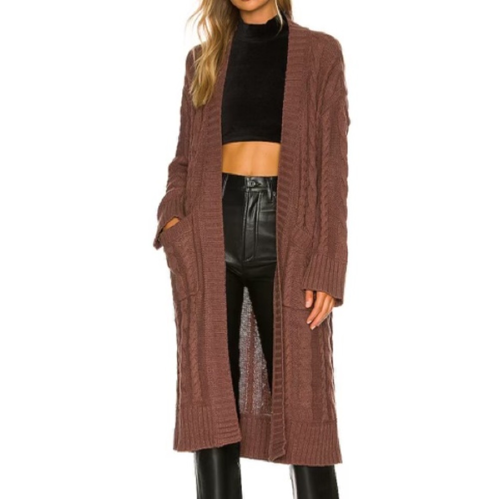 Revolve x House of Harlow brown cardigan